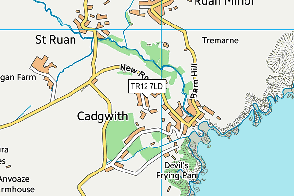TR12 7LD map - OS VectorMap District (Ordnance Survey)