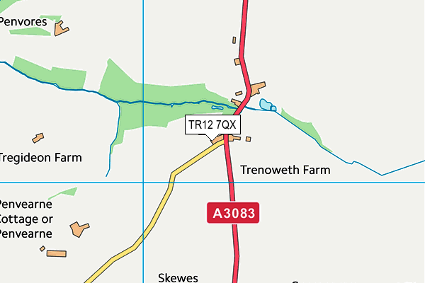 TR12 7QX map - OS VectorMap District (Ordnance Survey)
