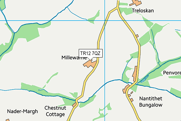TR12 7QZ map - OS VectorMap District (Ordnance Survey)