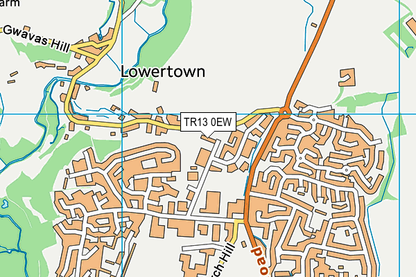 TR13 0EW map - OS VectorMap District (Ordnance Survey)
