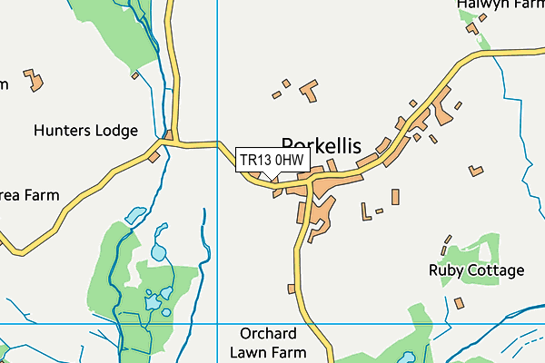TR13 0HW map - OS VectorMap District (Ordnance Survey)