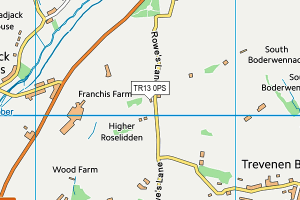 TR13 0PS map - OS VectorMap District (Ordnance Survey)
