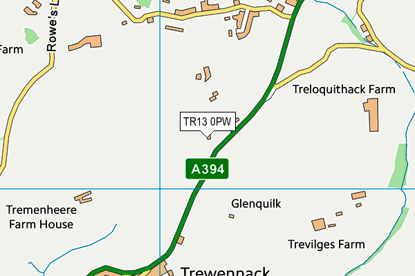TR13 0PW map - OS VectorMap District (Ordnance Survey)