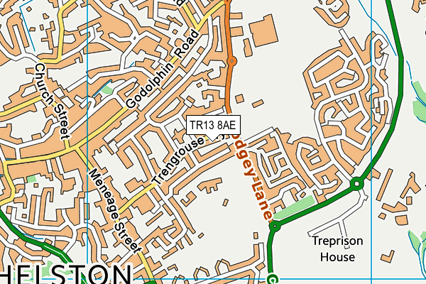 TR13 8AE map - OS VectorMap District (Ordnance Survey)