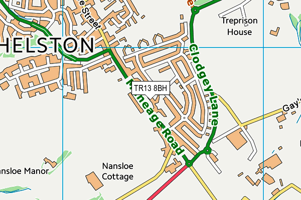 TR13 8BH map - OS VectorMap District (Ordnance Survey)