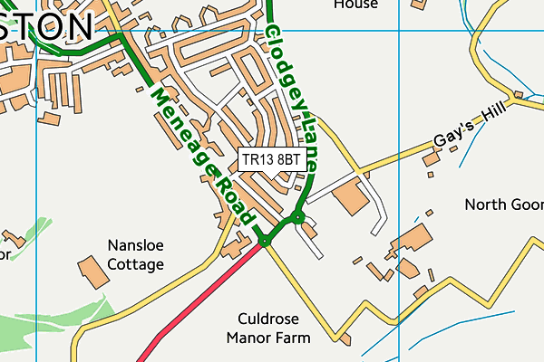 TR13 8BT map - OS VectorMap District (Ordnance Survey)