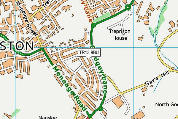 TR13 8BU map - OS VectorMap District (Ordnance Survey)