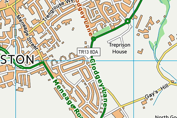 TR13 8DA map - OS VectorMap District (Ordnance Survey)