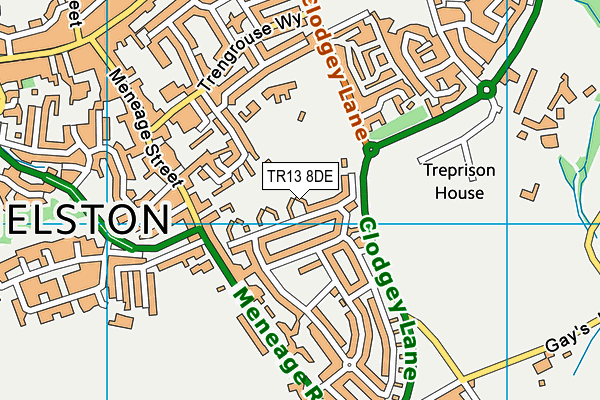 TR13 8DE map - OS VectorMap District (Ordnance Survey)