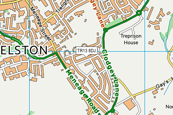 TR13 8DJ map - OS VectorMap District (Ordnance Survey)