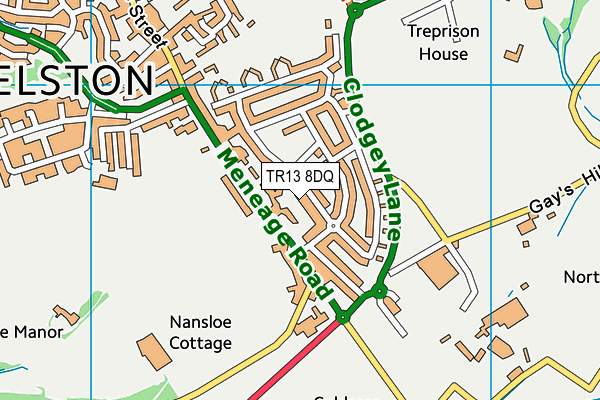 TR13 8DQ map - OS VectorMap District (Ordnance Survey)