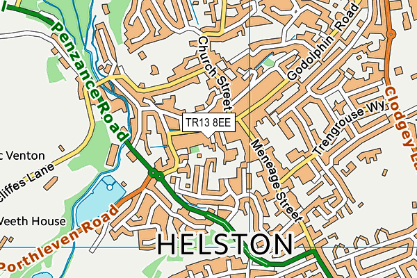 TR13 8EE map - OS VectorMap District (Ordnance Survey)