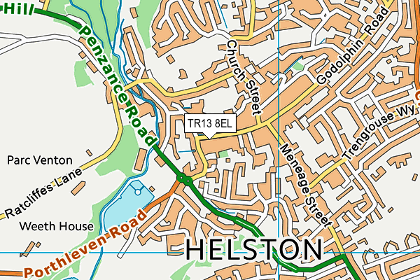 Epworth Hall map (TR13 8EL) - OS VectorMap District (Ordnance Survey)