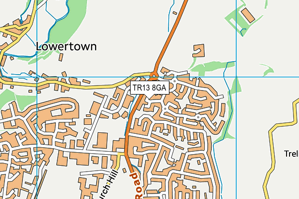 TR13 8GA map - OS VectorMap District (Ordnance Survey)
