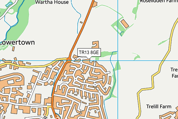 TR13 8GE map - OS VectorMap District (Ordnance Survey)