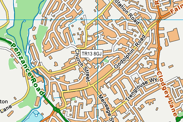 TR13 8GJ map - OS VectorMap District (Ordnance Survey)