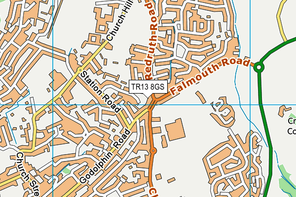 TR13 8GS map - OS VectorMap District (Ordnance Survey)