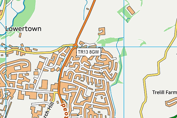 TR13 8GW map - OS VectorMap District (Ordnance Survey)