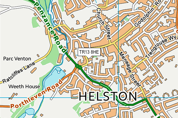 TR13 8HE map - OS VectorMap District (Ordnance Survey)