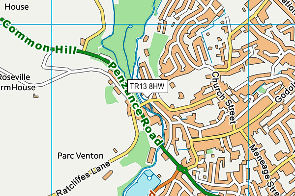 TR13 8HW map - OS VectorMap District (Ordnance Survey)