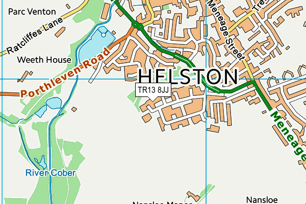 TR13 8JJ map - OS VectorMap District (Ordnance Survey)