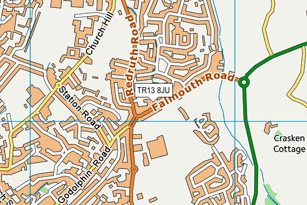 TR13 8JU map - OS VectorMap District (Ordnance Survey)