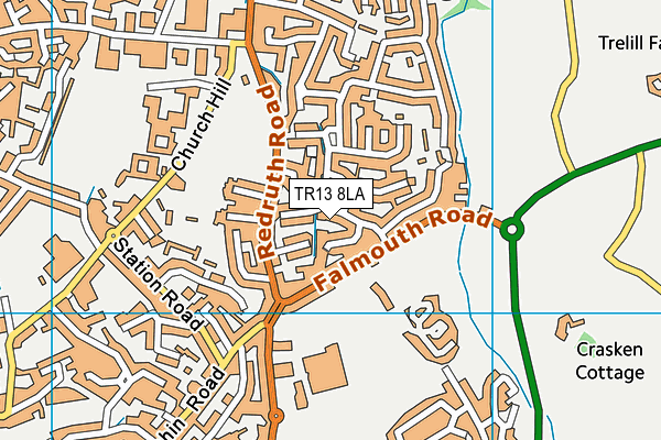 TR13 8LA map - OS VectorMap District (Ordnance Survey)