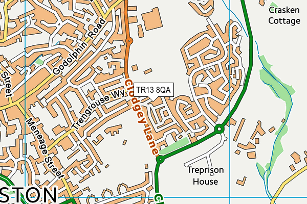 TR13 8QA map - OS VectorMap District (Ordnance Survey)