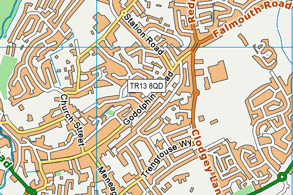 TR13 8QD map - OS VectorMap District (Ordnance Survey)