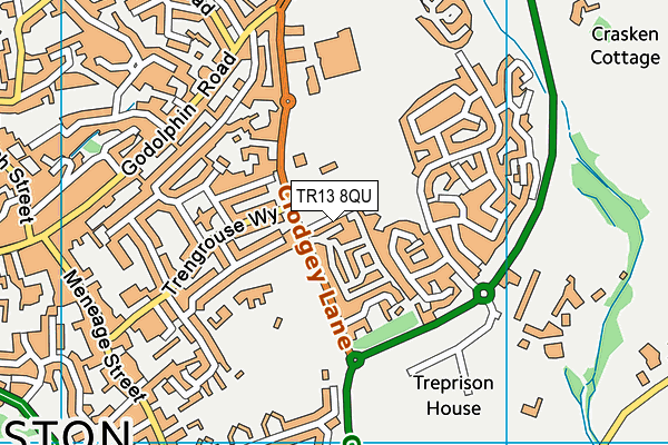 TR13 8QU map - OS VectorMap District (Ordnance Survey)