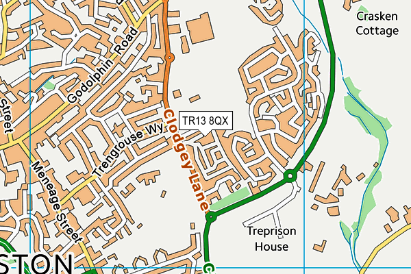 TR13 8QX map - OS VectorMap District (Ordnance Survey)