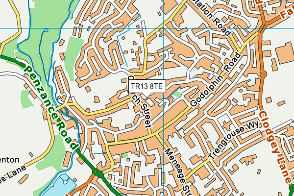TR13 8TE map - OS VectorMap District (Ordnance Survey)