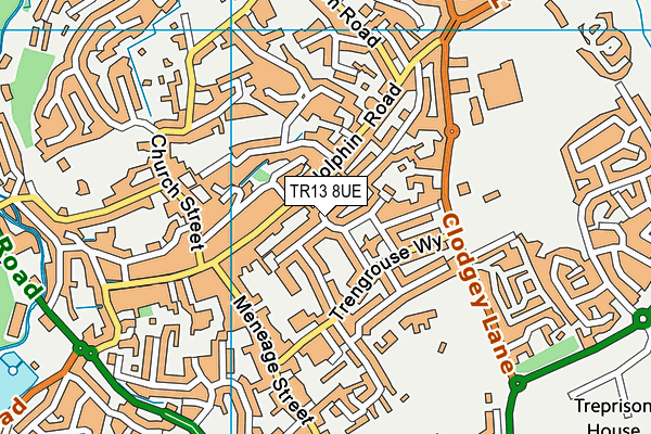 TR13 8UE map - OS VectorMap District (Ordnance Survey)