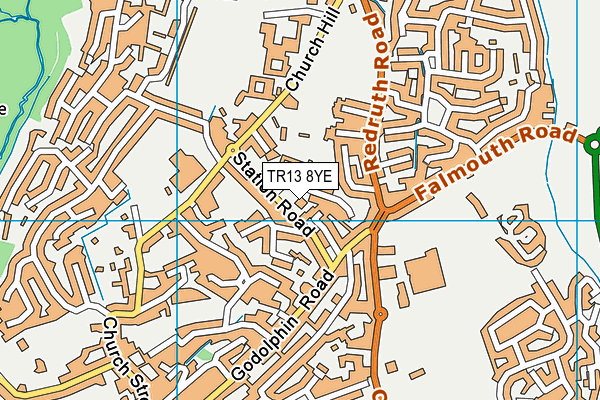 TR13 8YE map - OS VectorMap District (Ordnance Survey)