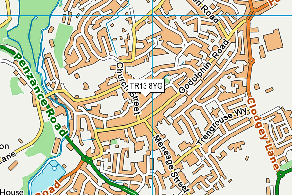 TR13 8YG map - OS VectorMap District (Ordnance Survey)