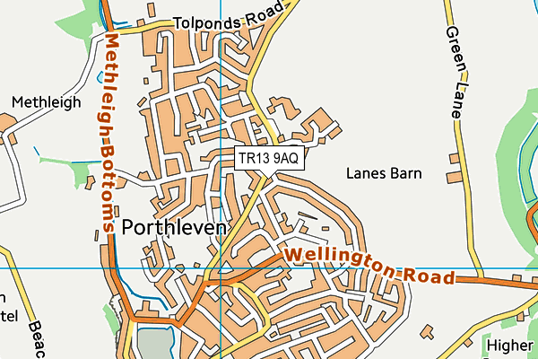 TR13 9AQ map - OS VectorMap District (Ordnance Survey)