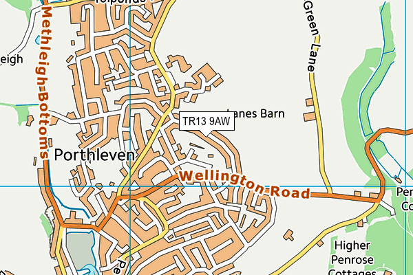 TR13 9AW map - OS VectorMap District (Ordnance Survey)