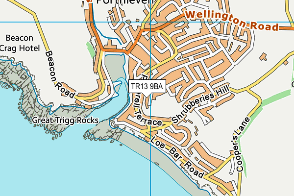 TR13 9BA map - OS VectorMap District (Ordnance Survey)