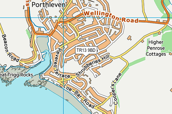 TR13 9BD map - OS VectorMap District (Ordnance Survey)