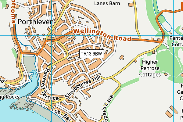 TR13 9BW map - OS VectorMap District (Ordnance Survey)