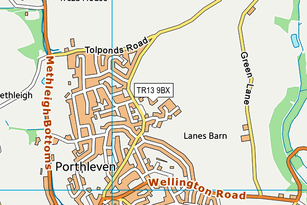 TR13 9BX map - OS VectorMap District (Ordnance Survey)