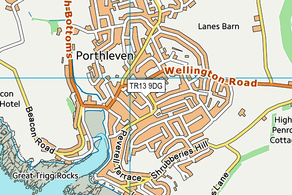TR13 9DG map - OS VectorMap District (Ordnance Survey)