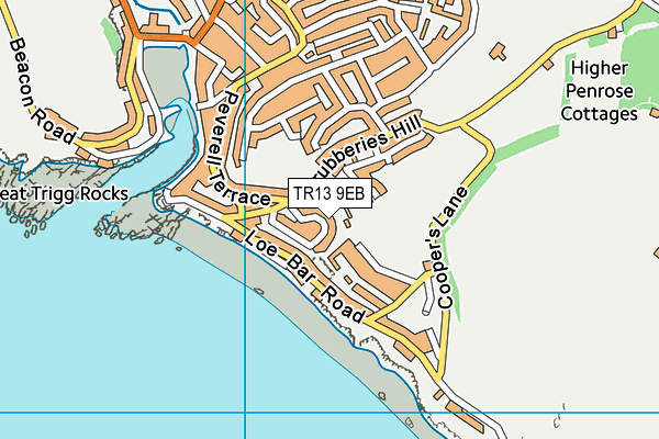 TR13 9EB map - OS VectorMap District (Ordnance Survey)