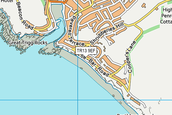 TR13 9EF map - OS VectorMap District (Ordnance Survey)