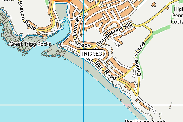 TR13 9EG map - OS VectorMap District (Ordnance Survey)