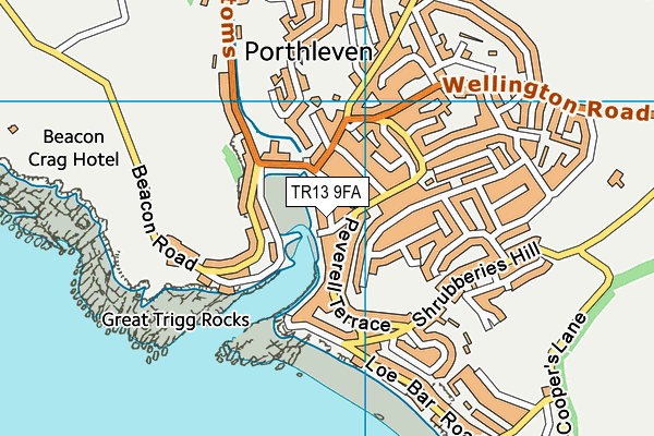 TR13 9FA map - OS VectorMap District (Ordnance Survey)