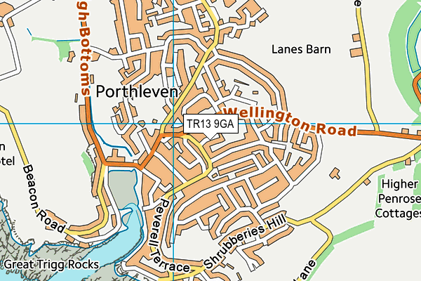 TR13 9GA map - OS VectorMap District (Ordnance Survey)