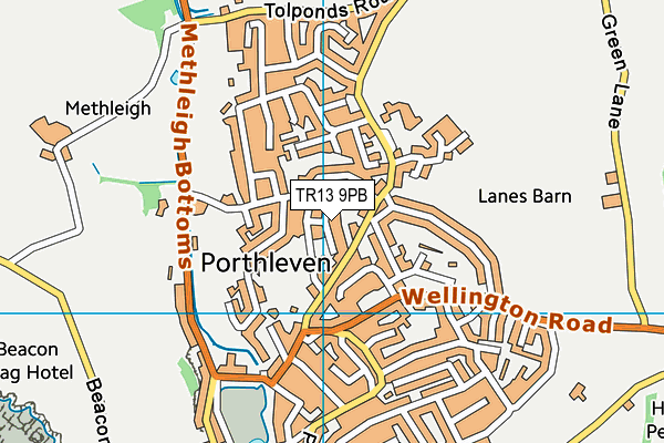 TR13 9PB map - OS VectorMap District (Ordnance Survey)