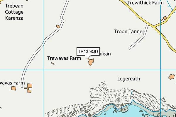 TR13 9QD map - OS VectorMap District (Ordnance Survey)