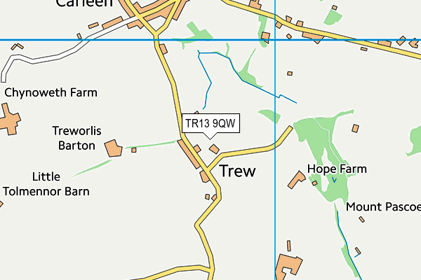 TR13 9QW map - OS VectorMap District (Ordnance Survey)